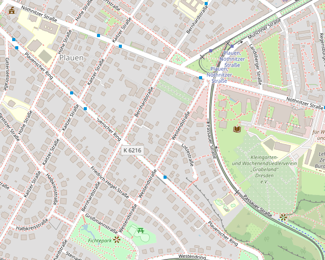 Kartenausschnitt mit der Lage von AthloMetrics, Westendstraße 10 in Dresden